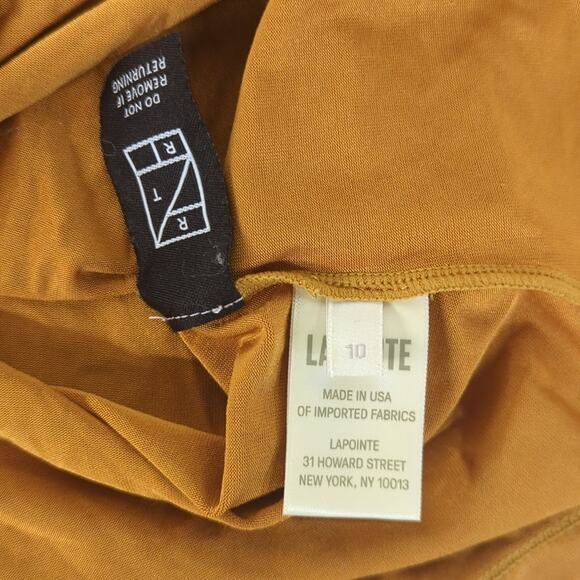 Rtr Lapointe Sz10 Asymmetrical Ruched Top Brown Jersey Long Sleeves Stretch gold - Picture 7 of 7